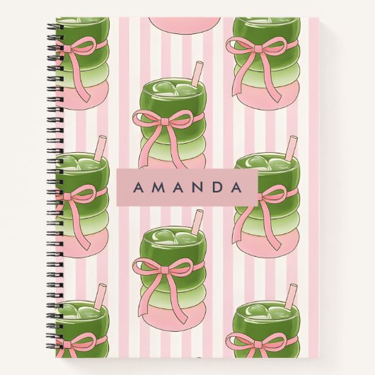 Personalisiertes Pastel Matcha Cups-Muster Notizblock (Vorderseite)