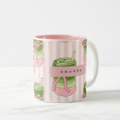 Personalisiertes Pastel Matcha Cups-Muster Zweifarbige Tasse (VorderseiteRechts)