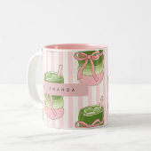 Personalisiertes Pastel Matcha Cups-Muster Zweifarbige Tasse (Vorderseite Links)