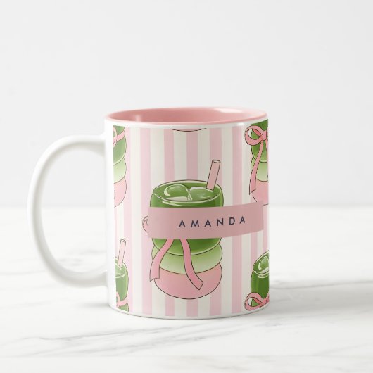 Personalisiertes Pastel Matcha Cups-Muster Zweifarbige Tasse (Links)