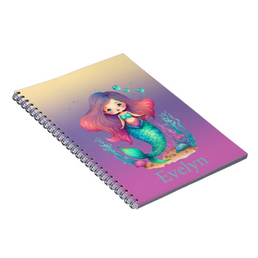 Personalisiertes Pastel-Mermaid-Notebook Notizblock (Rechte Seite)
