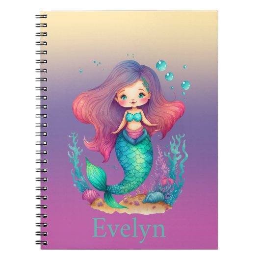 Personalisiertes Pastel-Mermaid-Notebook Notizblock (Vorderseite)