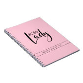 Personalisiertes Pastel Pink Boss Lady Logo Notizblock (Rechte Seite)
