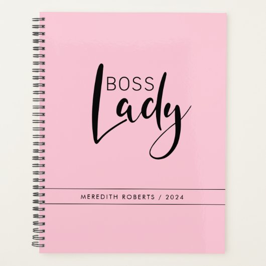 Personalisiertes Pastel Pink Boss Lady Logo Planer (Vorderseite)