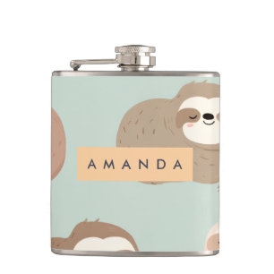 Personalisiertes Pastell-Adorable-Sloth-Muster Flachmann