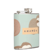 Personalisiertes Pastell-Adorable-Sloth-Muster Flachmann (Rechts)