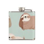 Personalisiertes Pastell-Adorable-Sloth-Muster Flachmann (Rückseite)