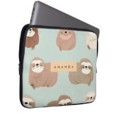 Personalisiertes Pastell-Adorable-Sloth-Muster Laptopschutzhülle (Vorne Rechts)