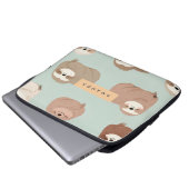 Personalisiertes Pastell-Adorable-Sloth-Muster Laptopschutzhülle (Vorne Knopf)