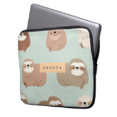 Personalisiertes Pastell-Adorable-Sloth-Muster Laptopschutzhülle (Vorderseite Links)