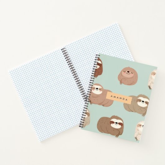 Personalisiertes Pastell-Adorable-Sloth-Muster Notizblock (Innenseite)