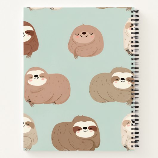 Personalisiertes Pastell-Adorable-Sloth-Muster Notizblock (Rückseite)