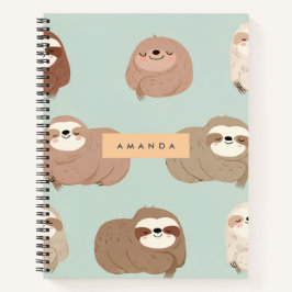 Personalisiertes Pastell-Adorable-Sloth-Muster Notizblock