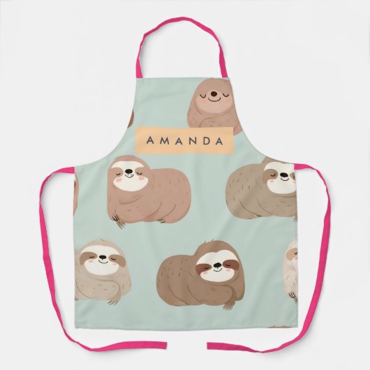 Personalisiertes Pastell-Adorable-Sloth-Muster Schürze (Vorderseite)