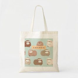 Personalisiertes Pastell-Adorable-Sloth-Muster Tragetasche