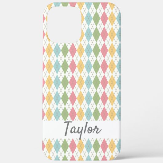 Personalisiertes Pastell-Argyle-Muster Case-Mate iPhone Hülle (Rückseite)