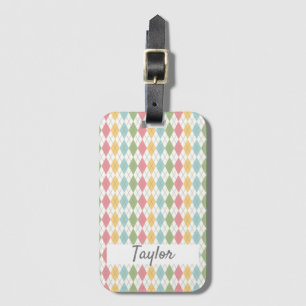 Personalisiertes Pastell-Argyle-Muster Gepäckanhänger