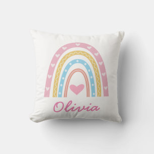 Personalisiertes pastell boho Regenbogen Mädchenzi Kissen