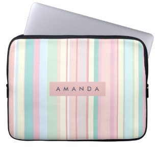 Personalisiertes Pastell Bonbon Streifendesign Laptopschutzhülle