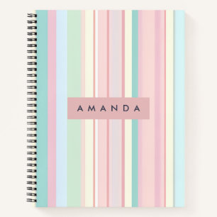 Personalisiertes Pastell Bonbon Streifendesign Notizblock