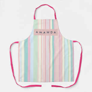 Personalisiertes Pastell-Bonbon-Streifendesign Schürze