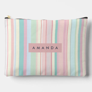 Personalisiertes Pastell Bonbon Streifendesign Zubehörtasche