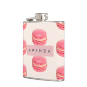Personalisiertes Pastell Chic Pink Macaron Muster Flachmann (Links)