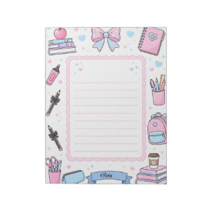 Personalisiertes Pastell-Coquette-Schüler-Notizbuc Notizblock