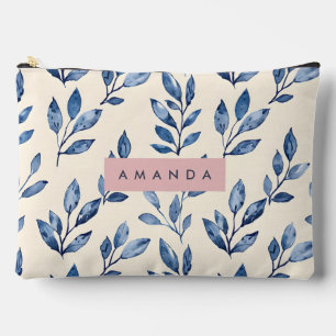 Personalisiertes Pastell Elegantes Blaues Blatt Zubehörtasche