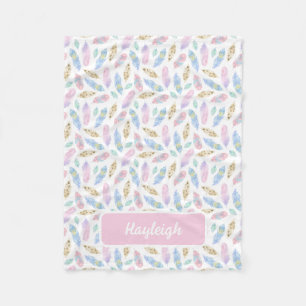 Personalisiertes Pastell-Federn-Muster Fleecedecke