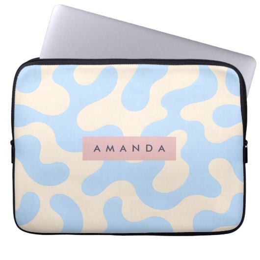 Personalisiertes Pastell Hellblau Abstrakt Camoufl Laptopschutzhülle (Vorderseite)