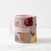 Personalisiertes Pastell-Herbst-Erntemuster Zweifarbige Tasse (Vorderseite Links)