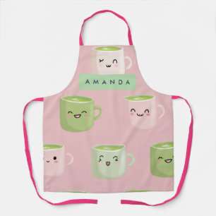 Personalisiertes Pastell Kawaii Matcha-Tee-Muster Schürze