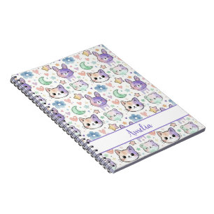 Personalisiertes Pastell Kawaii Tier Notizbuch Notizblock