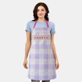 Personalisiertes Pastell-Lavendel-Gingham-Karo Schürze (Getragen)