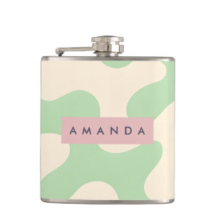 Personalisiertes Pastell-Mintgrün Abstrakt Camo Flachmann