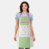 Personalisiertes Pastell-Patchwork-Blumenmuster Schürze (Getragen)