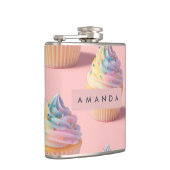 Personalisiertes Pastell Rainbow Cupcake Muster Flachmann (Rechts)