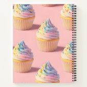 Personalisiertes Pastell Rainbow Cupcake Muster Notizblock (Rückseite)