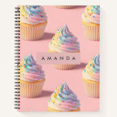 Personalisiertes Pastell Rainbow Cupcake Muster Notizblock (Vorderseite)