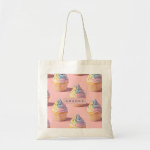 Personalisiertes Pastell Rainbow Cupcake Muster Tragetasche