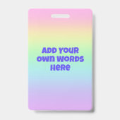 Personalisiertes Pastell-Regenbogen-Abzeichen Ausweis (Rückseite)