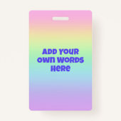Personalisiertes Pastell-Regenbogen-Abzeichen Ausweis (Rückseite)