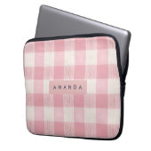 Personalisiertes Pastell-Rosa Gingham Laptopschutzhülle (Vorderseite Links)