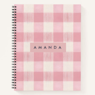 Personalisiertes Pastell-Rosa Gingham Notizblock