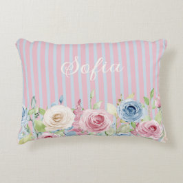 Personalisiertes Pastell-Rosenbouquet Coquette Dekokissen