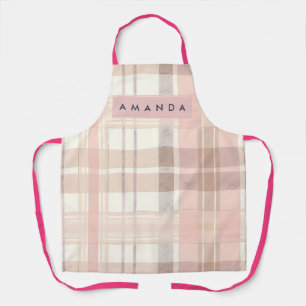 Personalisiertes Pastell-Soft-Rosa-Beige-Karo Schürze