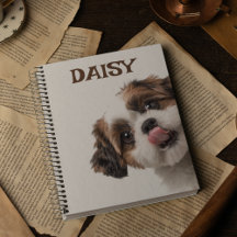 Personalisiertes pastellbraunes Notizbuch mit Hund