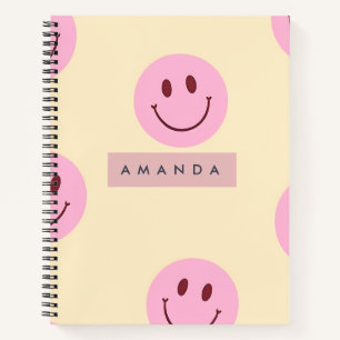 Personalisiertes Pastellgelb & Rosa Smiley Gesicht Notizblock