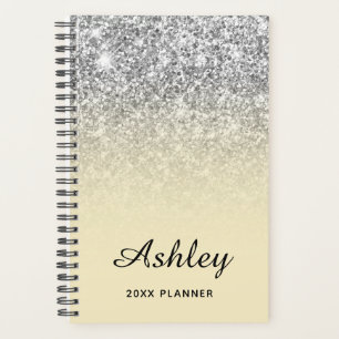 Personalisiertes Pastellgelb Silber Glitter Ombre Planer